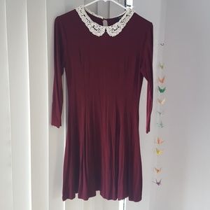 F21 Crochet peter pan collar skater dress
